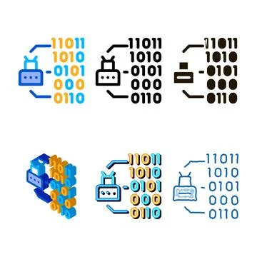 Binary code stylized icon vector outline Stock Illustration