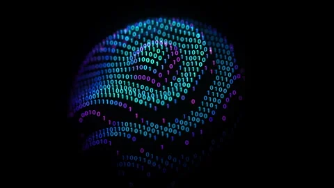 Binary code on surface of digital sphere with smooth wave motion Stock Footage 327483753