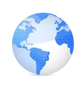 Binary code surrounding earth illustration Illustrazione stock