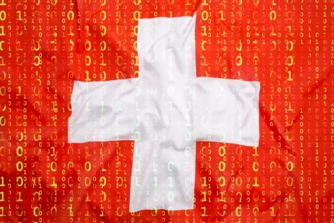 Binary code with Switzerland flag, data protection concept Stock Illustration