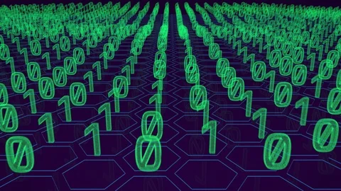 Binary code symbols 0 and 1. Seamless loop animation with glitch effect Stock Footage 114656132
