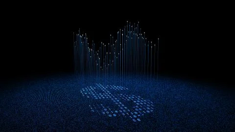 Binary code technology, dollar sign, data transmission and program Illustrazione stock
