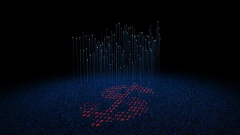 Binary code technology, dollar sign, data transmission and program Stock Illustration