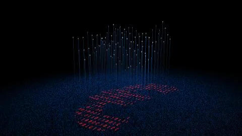 Binary code technology, Euro symbol, data transmission and program Illustrazione stock