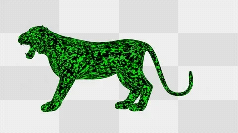 Binary Code Tiger Roaring Profile Stock Footage 334120933
