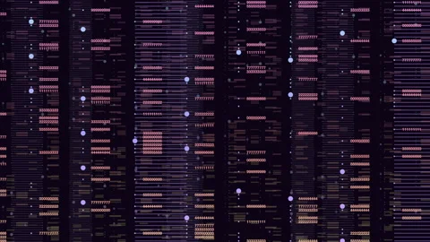 Binary code tiling intriguing pattern of numbers on black background Stock Footage 255983531
