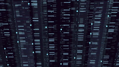 Binary code tiling intriguing pattern of numbers on black background Stock Footage 255983591