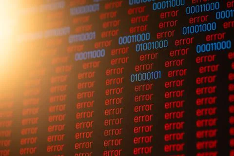 Binary code transformed to error Foto stock