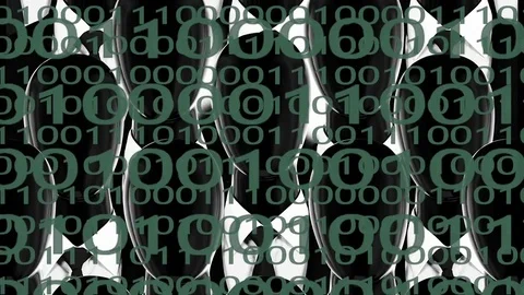 Binary code traveling in front of robots Video stock 77152760