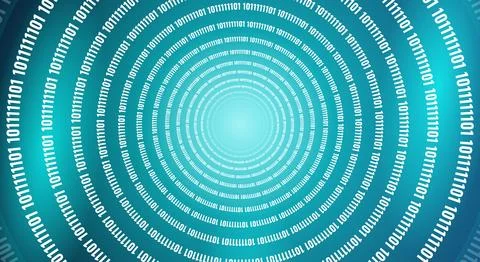 Binary code tunnel background visualizing digital data flow and information Stock Illustration
