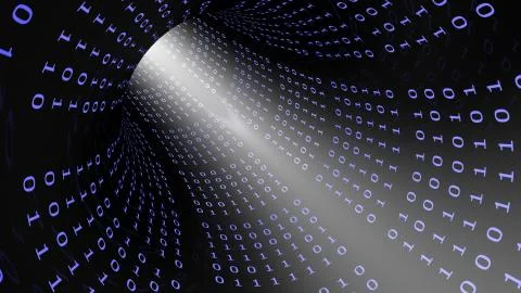 Binary Code Tunnel in Blue Stock Illustration