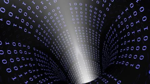 Binary Code Tunnel in Blue Stock Illustration