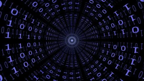 Binary Code Tunnel in Blue Stock Illustration