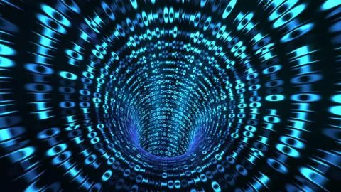 Binary code tunnel - blue Stock Illustration