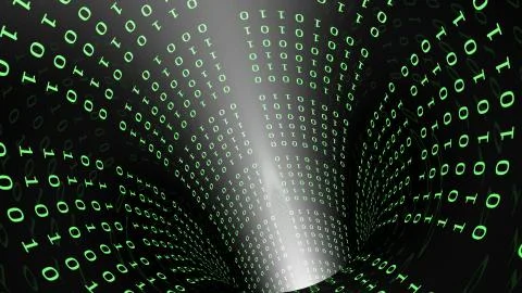 Binary Code Tunnel in Green Stock Illustration