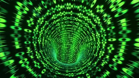 Binary code tunnel - green Illustrazione stock