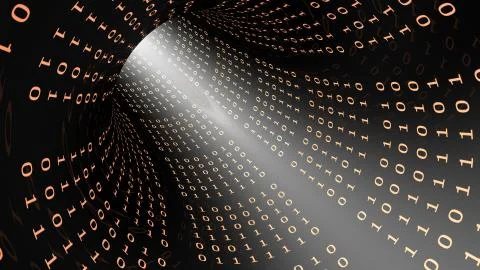 Binary Code Tunnel in Orange Stock Illustration