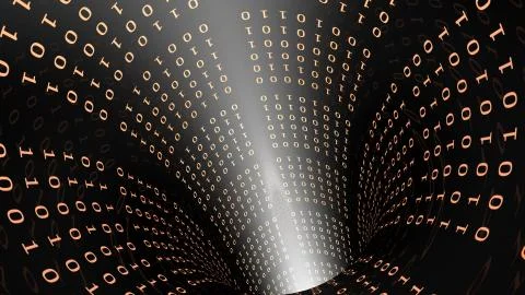 Binary Code Tunnel in Orange Stock Illustration