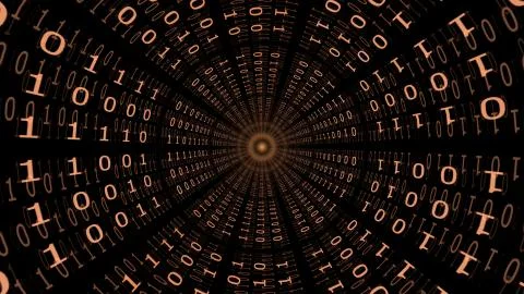 Binary Code Tunnel in Orange イラスト素材