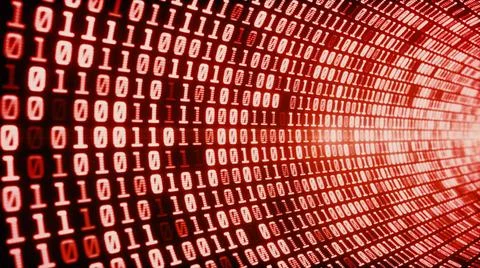 Binary Code Tunnel Red Digital binary code tunnel, glowing neon style, bin... Stockfoto's