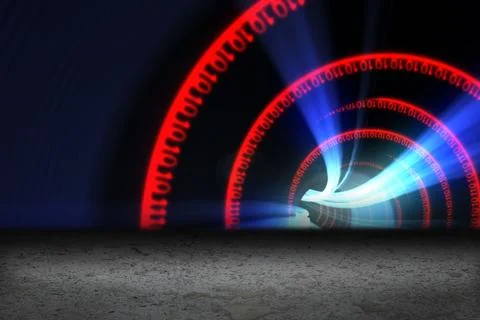 Binary code tunnel in red Stock Illustration