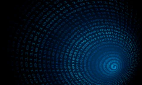 Binary code tunnel, vector background Stockillustratie