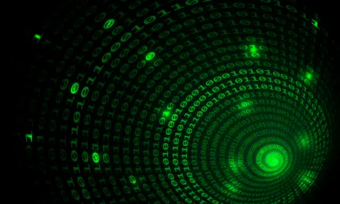 Binary code tunnel, vector background 스톡 일러스트