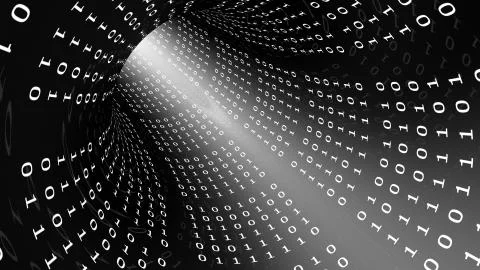 Binary Code Tunnel in White Stock Illustration