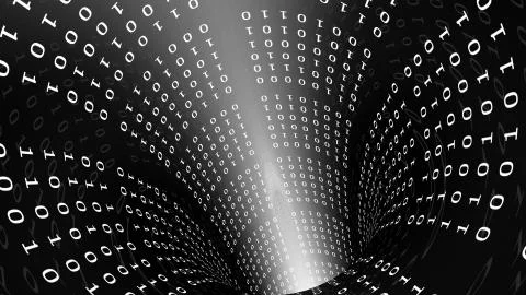 Binary Code Tunnel in White Stock Illustration