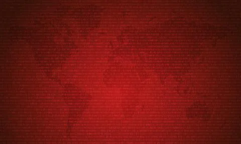 Binary code with two binary digits, 0 and 1 on red map background. Algorithm  Stock Illustration