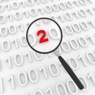 Binary code under magnifying glass Stock Illustration