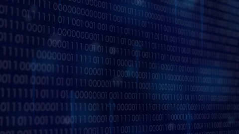 Binary code with upward arrow on dark blue background Stock Footage 327760696