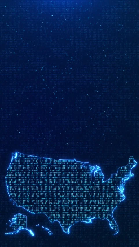 Binary Code USA Map for Cyber Security and Digital Data 스톡 동영상 342615369