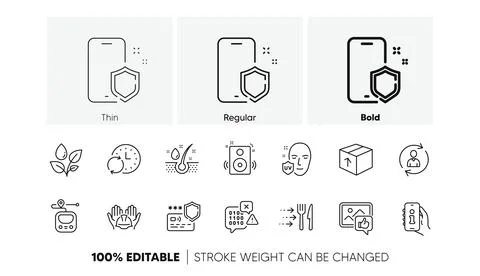 Binary code, Uv protection and Serum oil line icons. For web app, printing. Line Stock Illustration