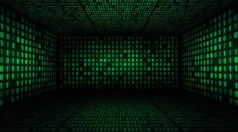 Binary code virtual studio background. 3D graphics rendering backdrop with... 库存照片