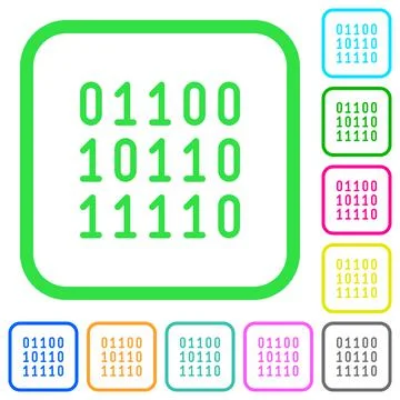 Binary code vivid colored flat icons icons Stock Illustration