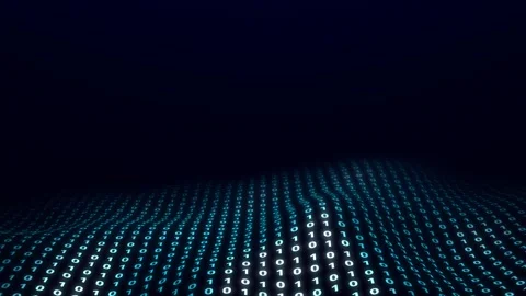 Binary Code Wave Animation Digital Data Flow on Dark Background Stock Footage 330937673