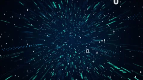 Binary code wave data flow cyber technology artificial intelligence background Stock Footage 278303542