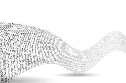Binary code wave. Sound as a binary wave. Abstract binary background. Stock Illustration