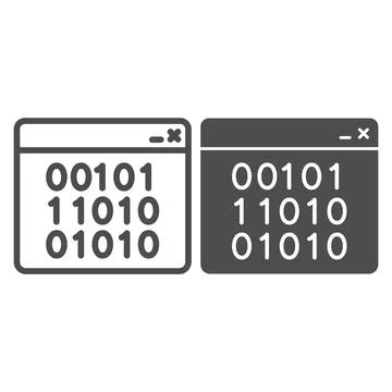 Binary code on web page line and solid icon, web security concept, binary code Stock Illustration