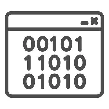 Binary code on web page line icon, web security concept, binary code on screen Stock Illustration