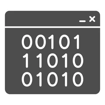 Binary code on web page solid icon, web security concept, binary code on screen Stock Illustration