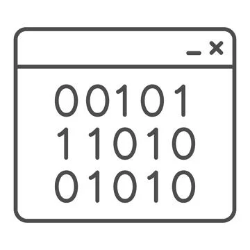 Binary code on web page thin line icon, web security concept, binary code on Stock Illustration