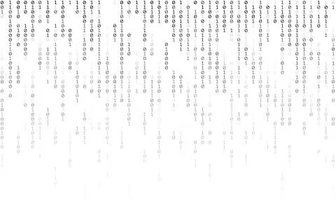 Binary code on white backdrop. Matrix effect with falling digits. Digital data Stockillustratie