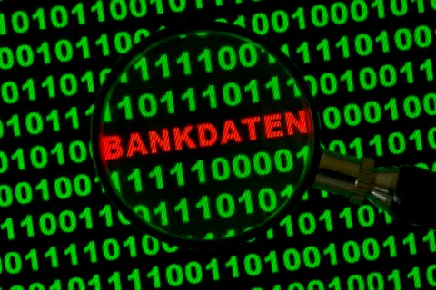 Binary code with the word Bankdaten German for Banking Information viewed Stock Photos