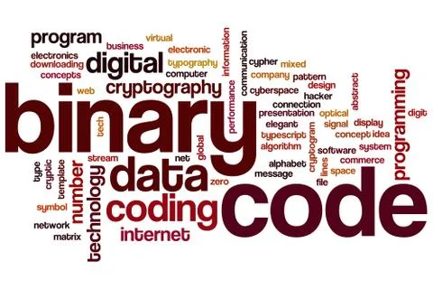 Binary code word cloud Stock Illustration