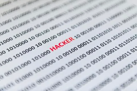 Binary code with the word hacker Austria Europe Stock Photos