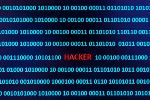 Binary code with the word hacker Austria Europe 스톡 사진