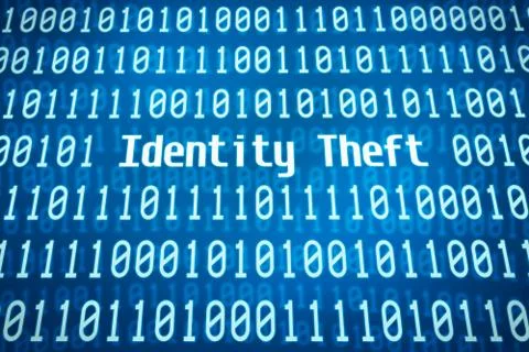 Binary code with the word identity theft in the center Stockillustratie