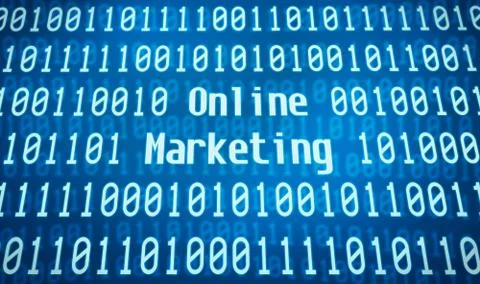 Binary code with the word Online Marketing in the center Stockfoto's